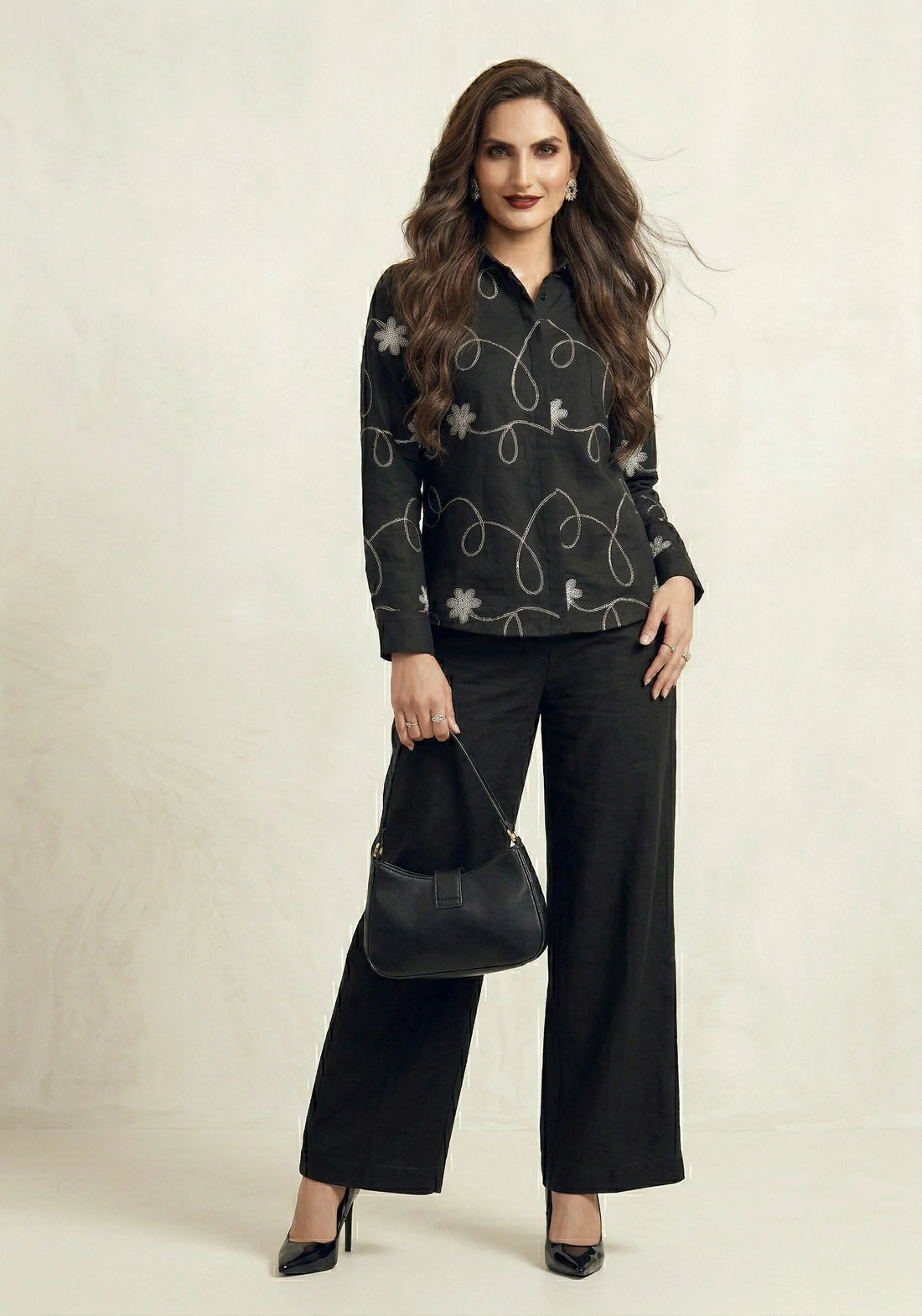 Midnight Bloom Embroidered Co-Ord Set
