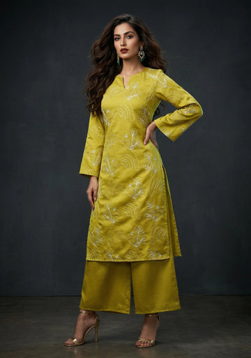 Lime Zest Embroidered Kurta Set