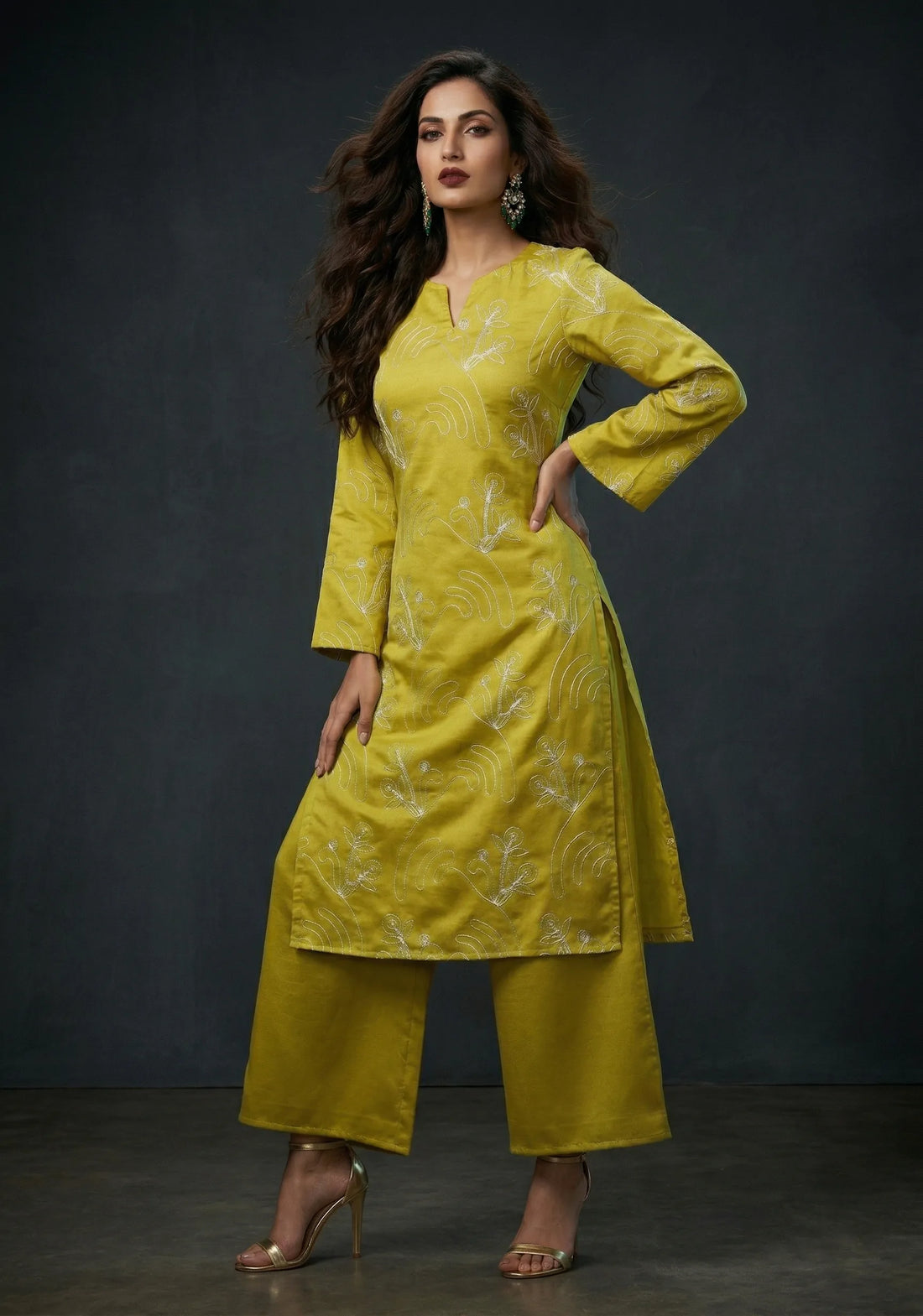 Lime Zest Embroidered Kurta Set