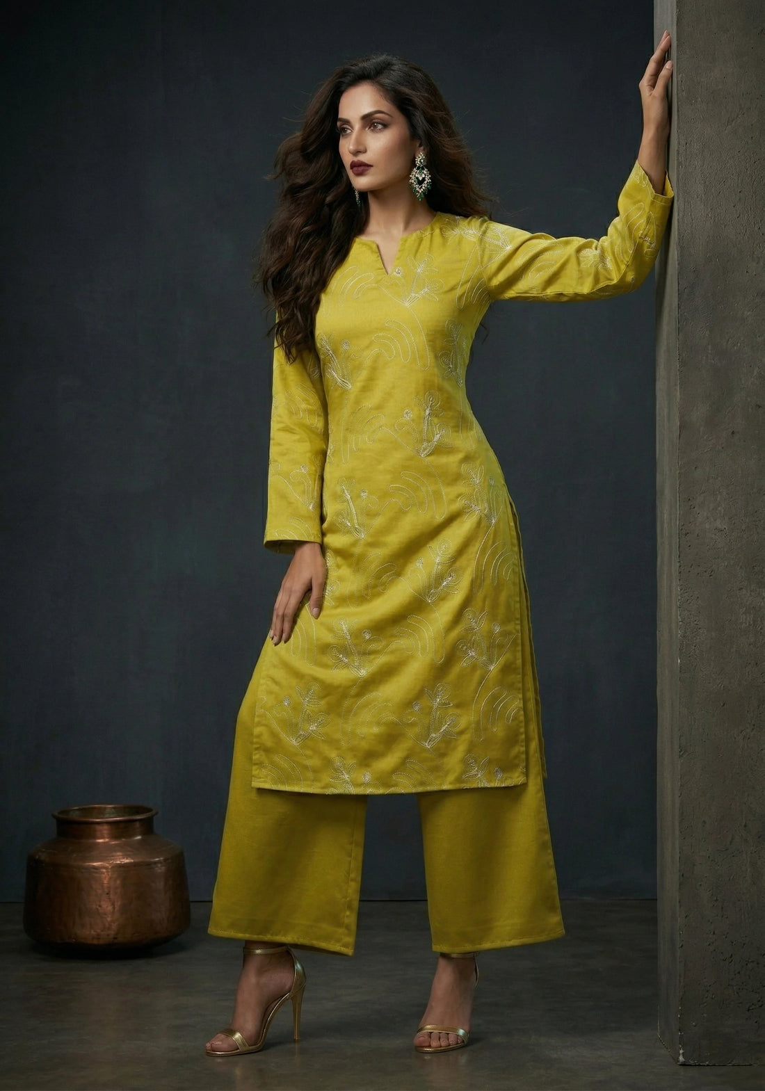 Lime Zest Embroidered Kurta Set