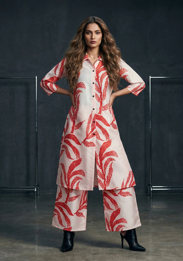 Coral Bloom Printed Co-Ord Set