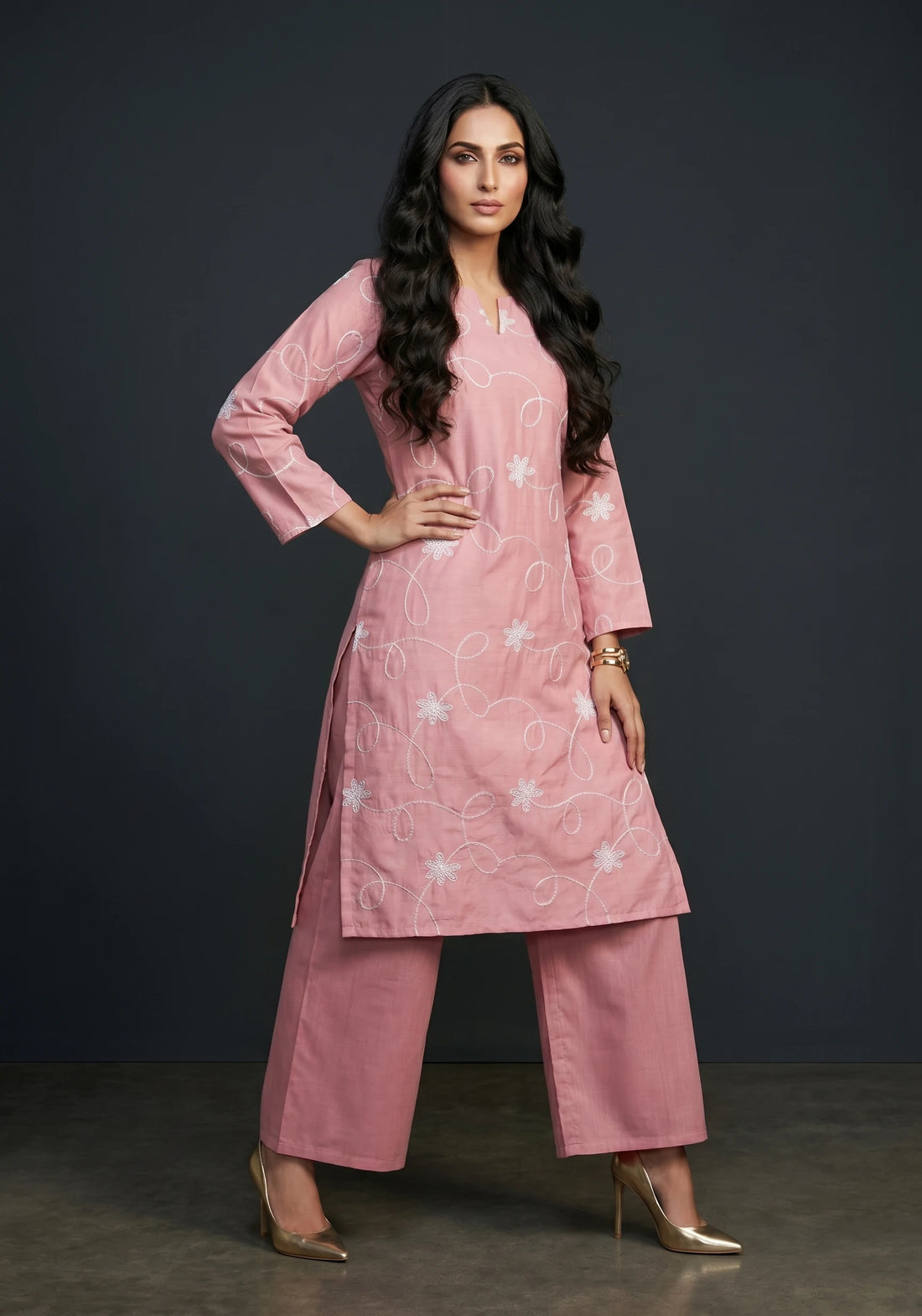 Rose Whisper Embroidered Set