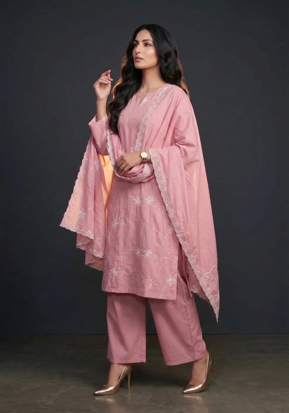 Rose Whisper Embroidered Set