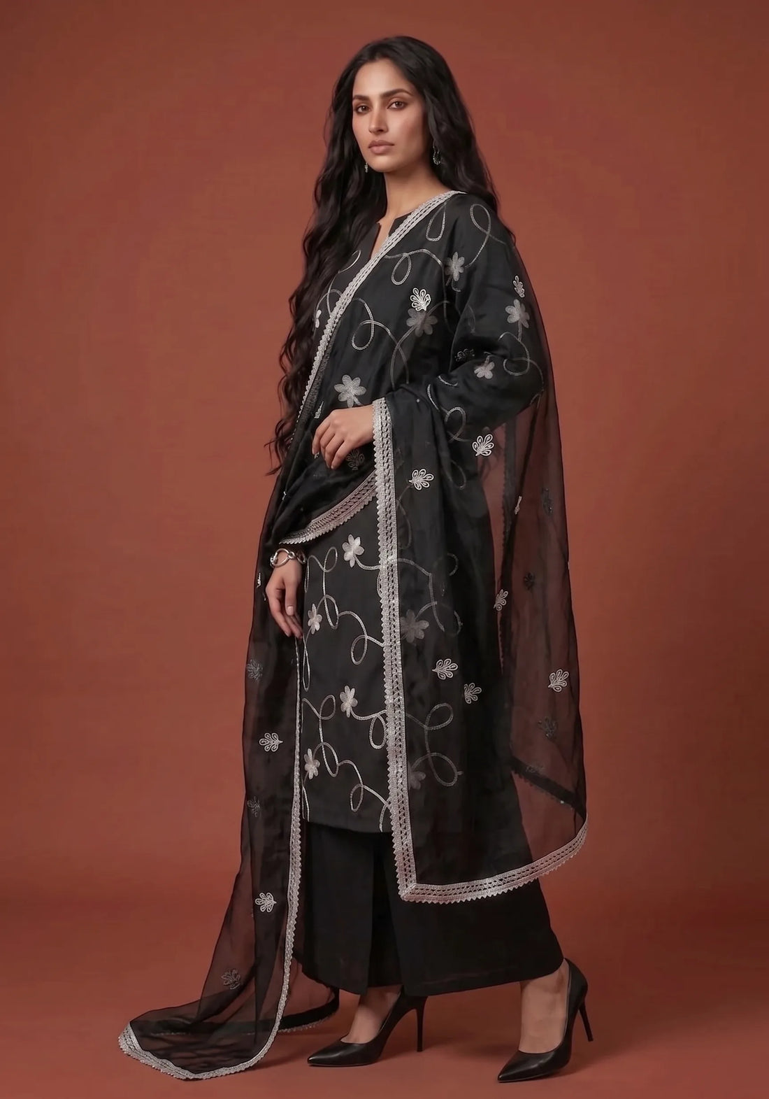 Midnight Whisper Embroidered Set
