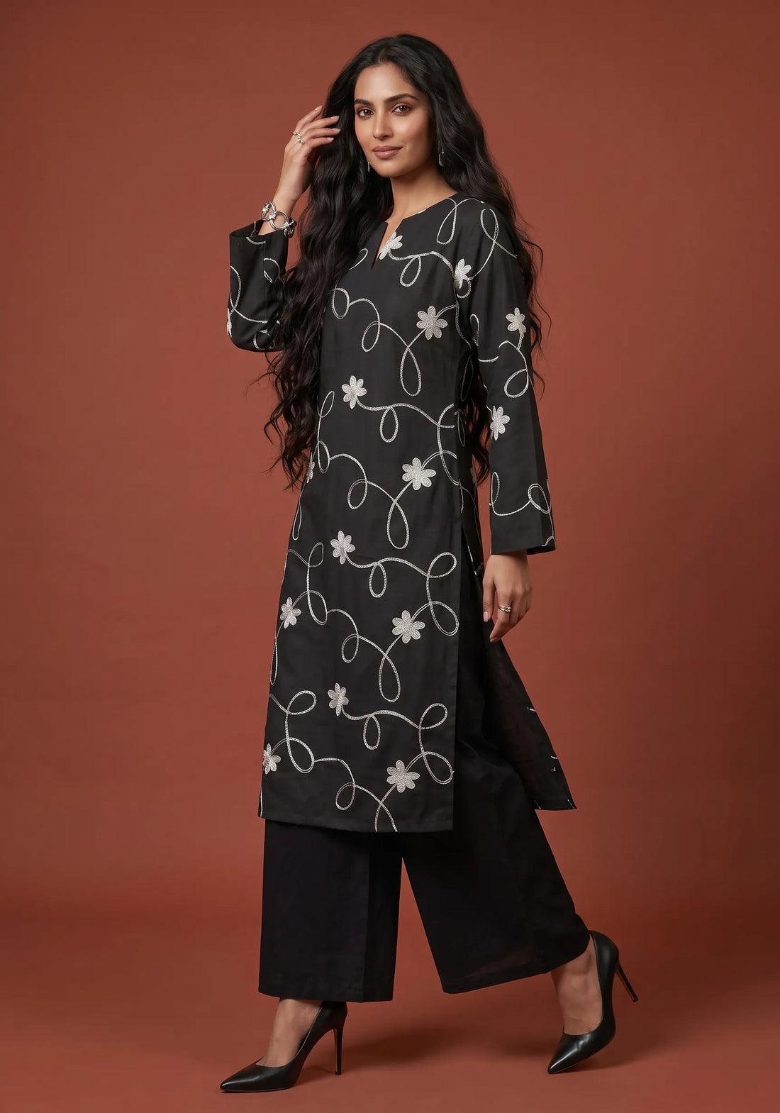 Midnight Whisper Embroidered Set