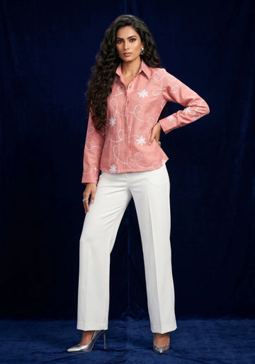 Rose Pink Luxe Embroidered Co-ord Set
