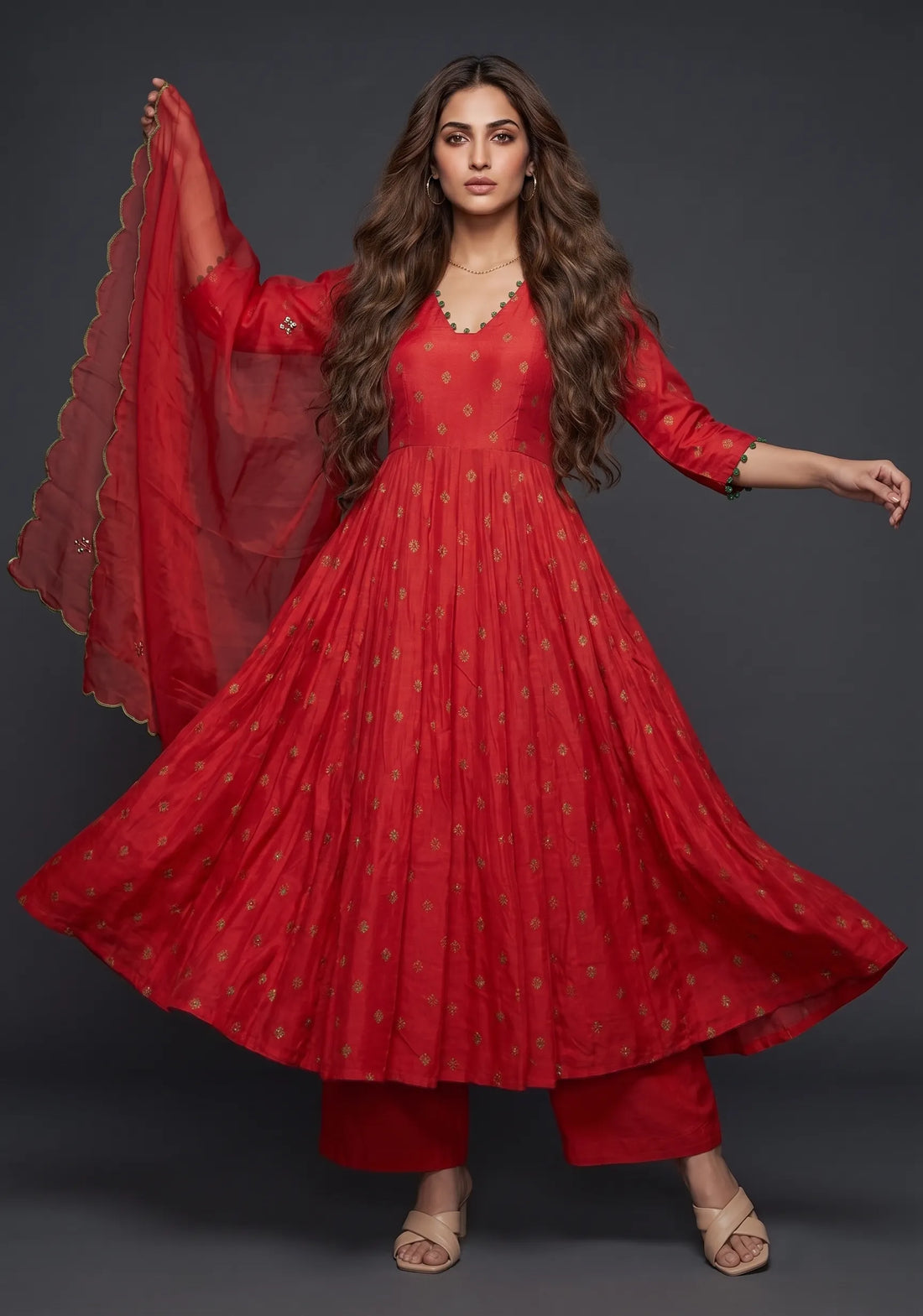 Ruby Glow Kalidaar Suit Set