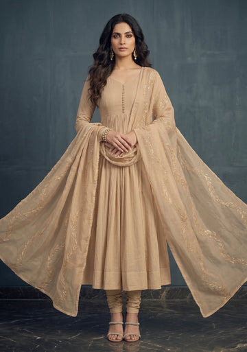 Beige Blossom Mulmul Suit Set