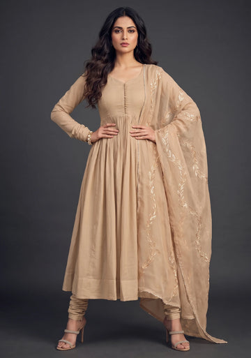 Beige Blossom Mulmul Suit Set