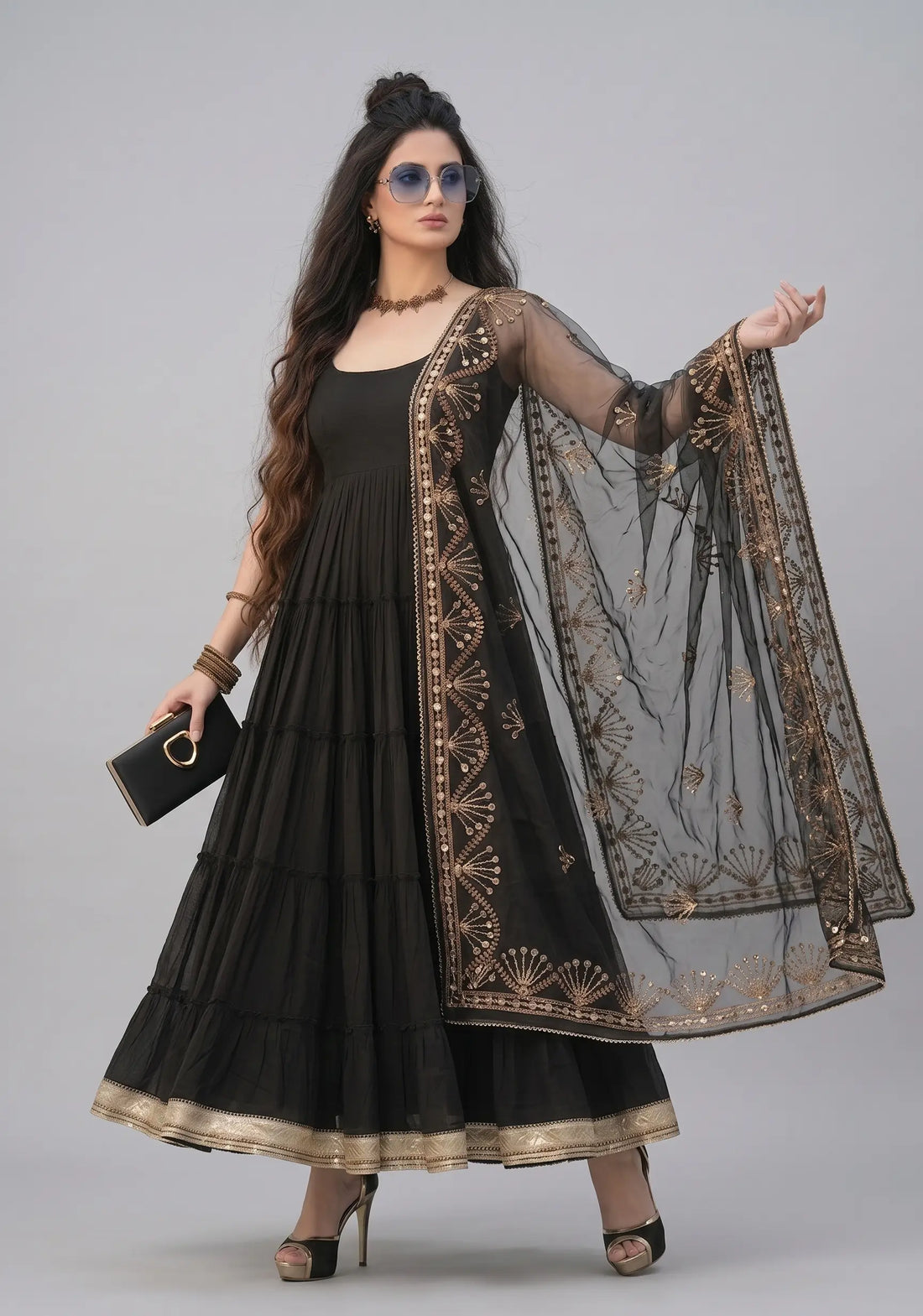Midnight Noor Tiered Cotton Suit Set