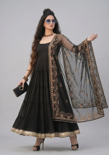 Midnight Noor Tiered Cotton Suit Set
