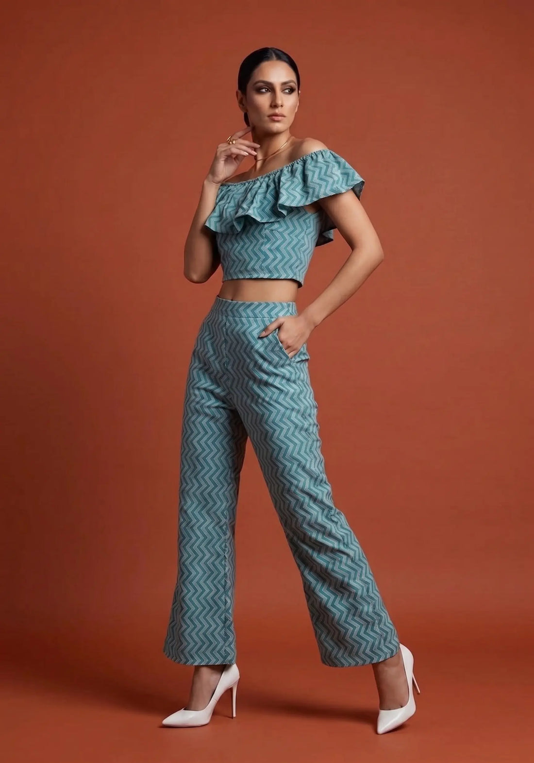Aqua Mist Zigzag Co-Ord Set