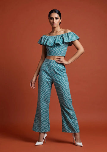 Aqua Mist Zigzag Co-Ord Set