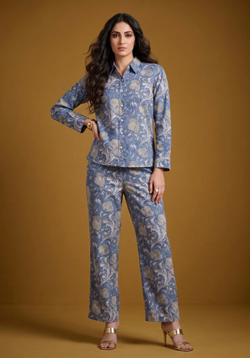 Powder Blue Floral Co-Ord Set