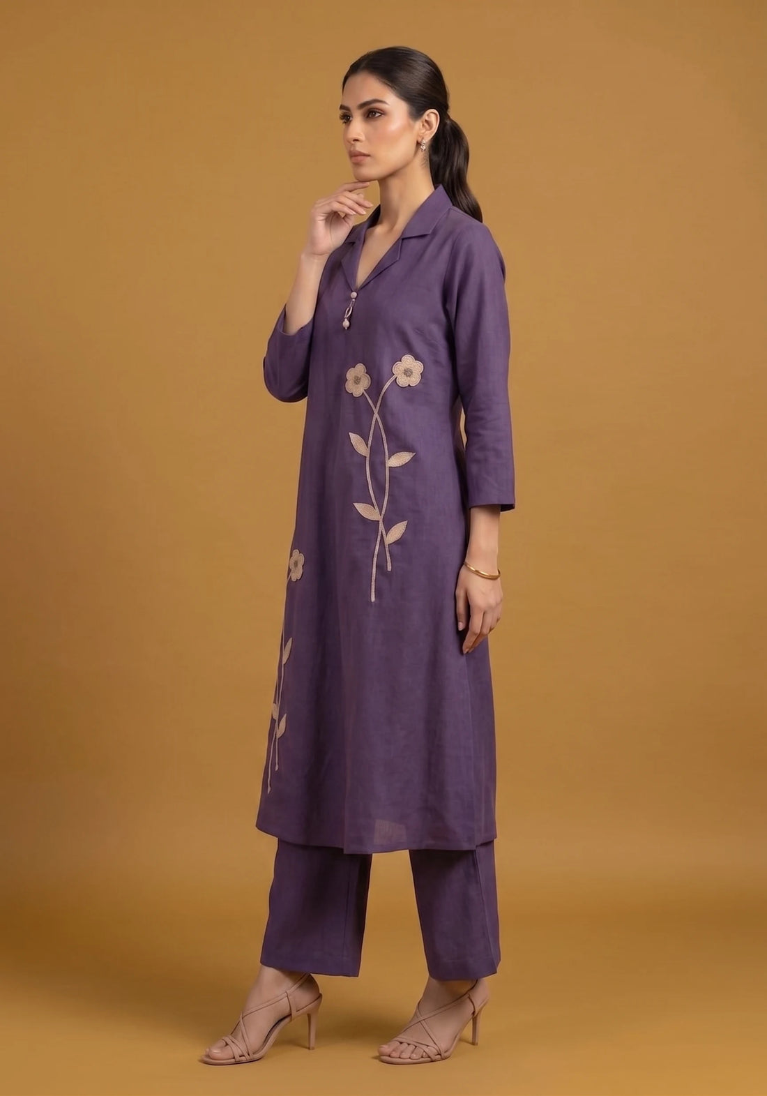 Royal Plum Embroidered Cord Set