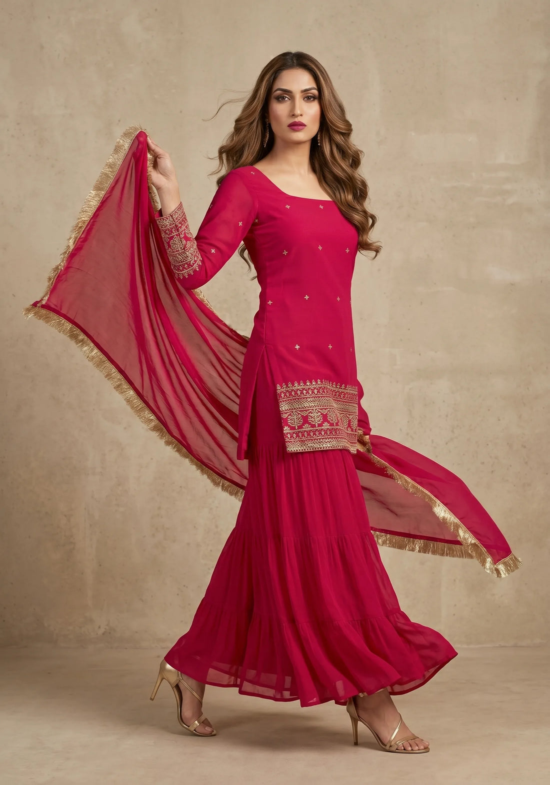 Fuchsia Royale Sharara Set