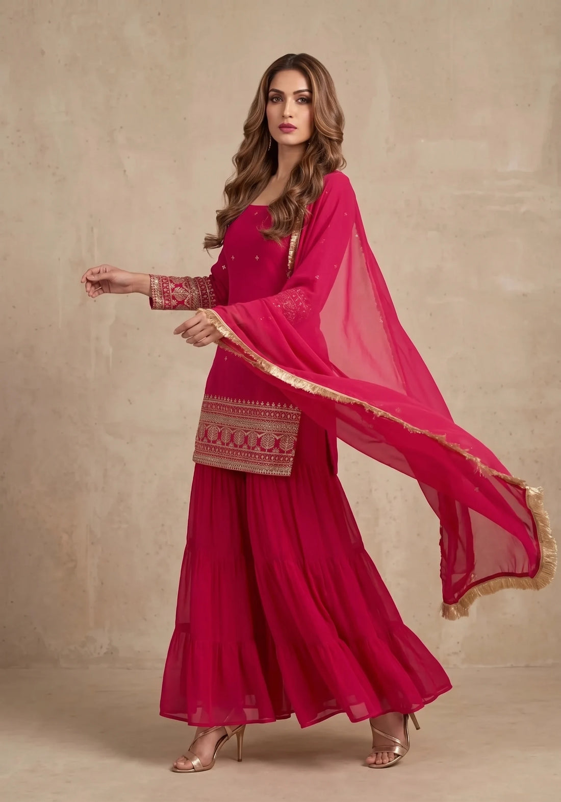 Fuchsia Royale Sharara Set