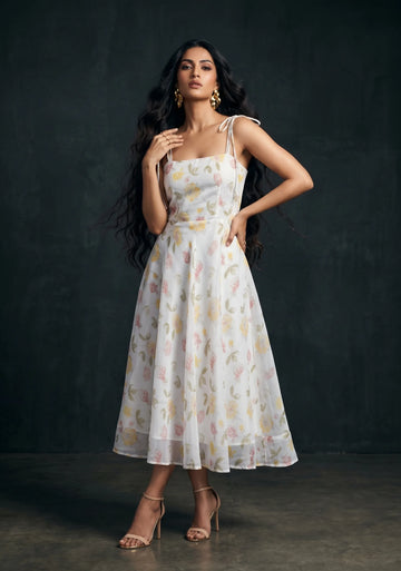 Ivory Blossom Midi Dress