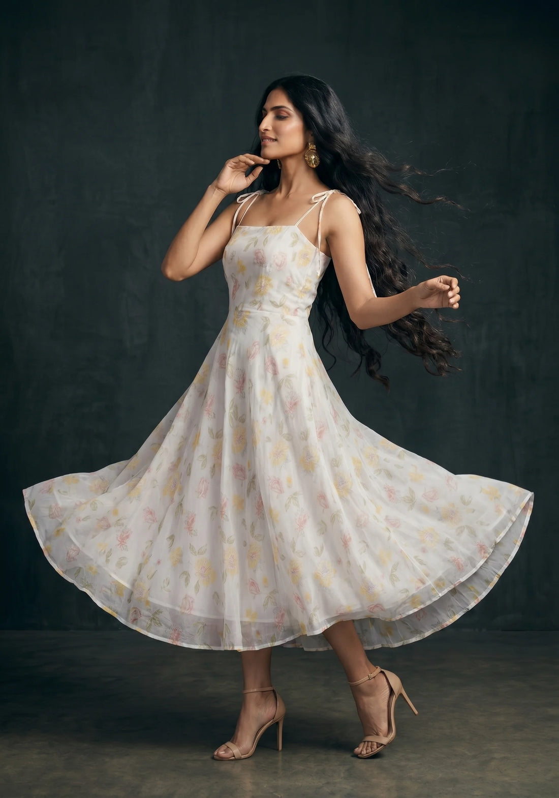 Ivory Blossom Midi Dress