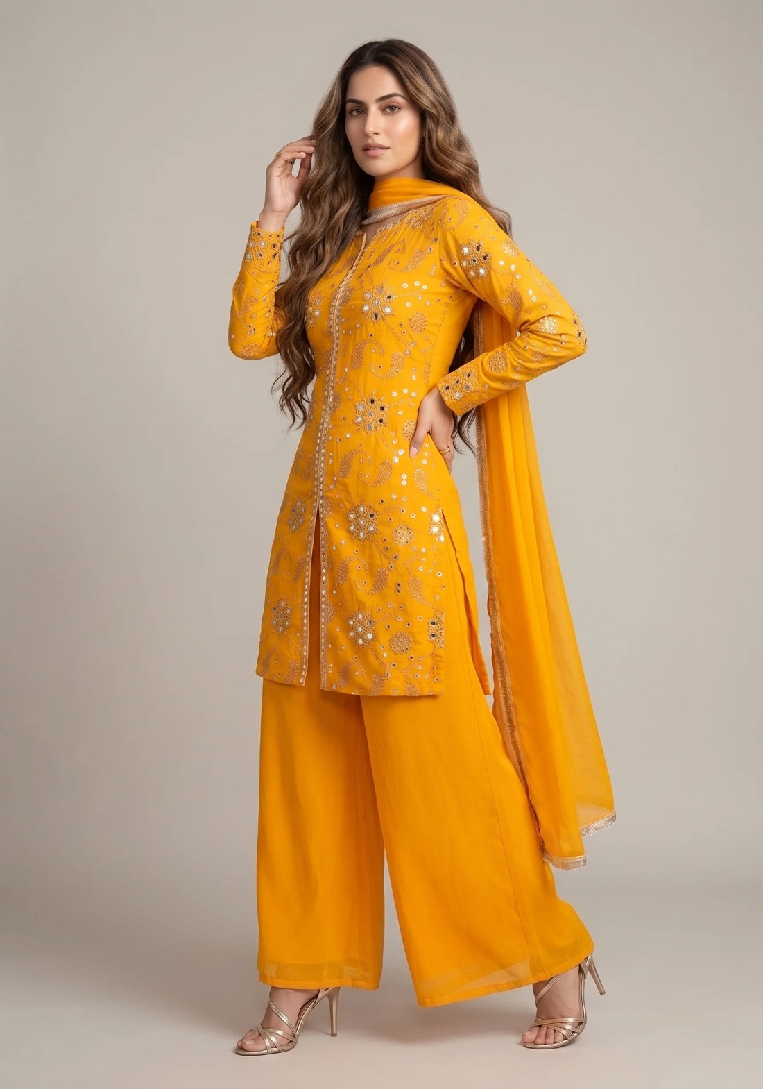 Saffron Noor Embroidered Suit Set