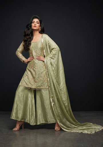 Sage Royale Embroidered Sharara Set
