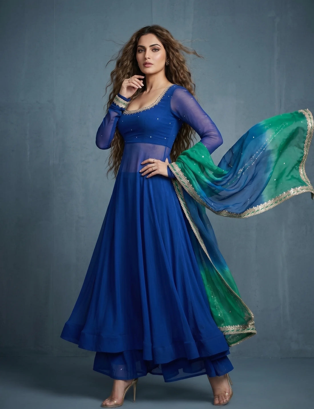 Royal Sapphire Ombre Anarkali Set