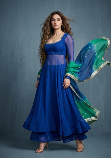 Royal Sapphire Ombre Anarkali Set