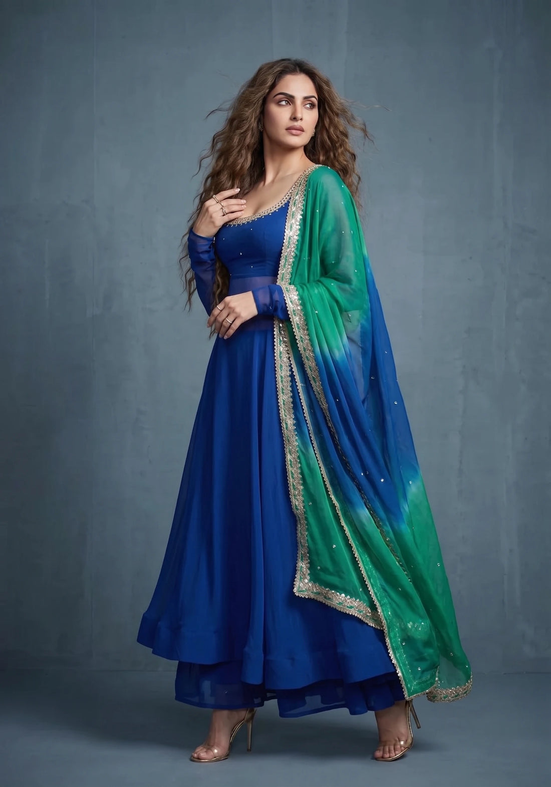 Royal Sapphire Ombre Anarkali Set