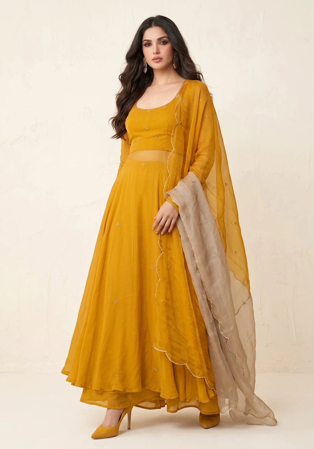 Golden Dune Ombre Anarkali Set