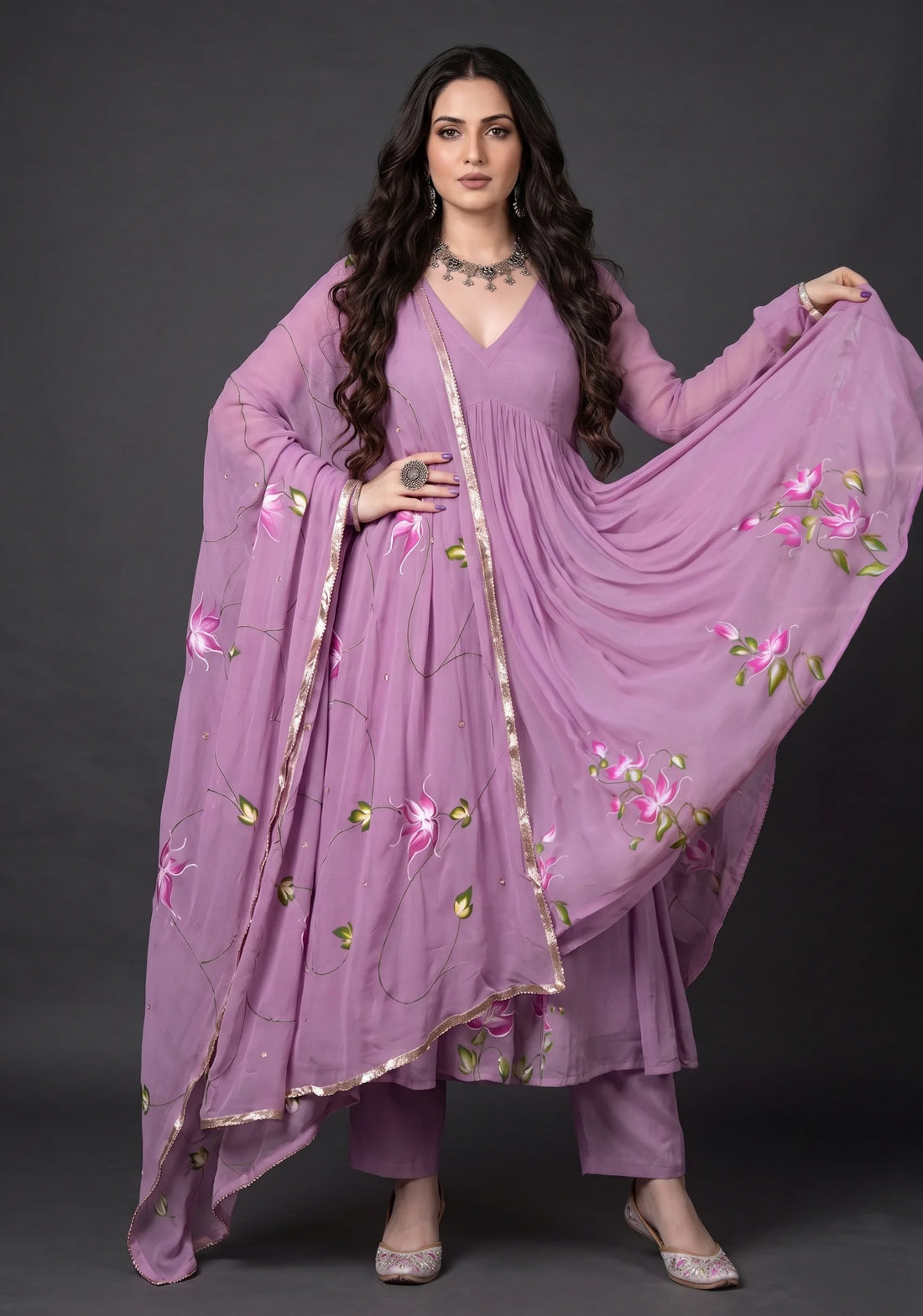 Lilac Bloom Handpainted Suit Set