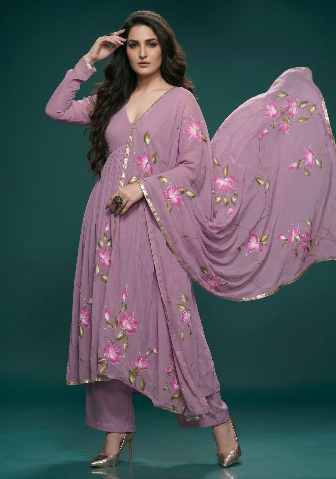 Lilac Bloom Handpainted Suit Set