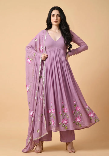 Lilac Bloom Handpainted Suit Set