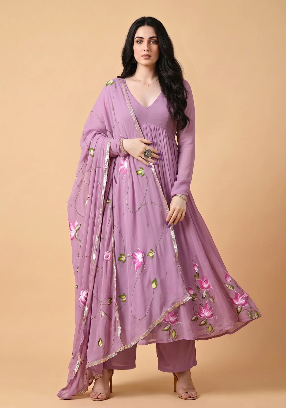 Lilac Bloom Handpainted Suit Set
