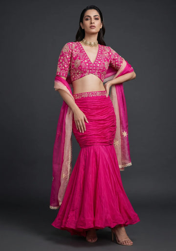 Fuchsia Rani Mermaid Lehenga Set