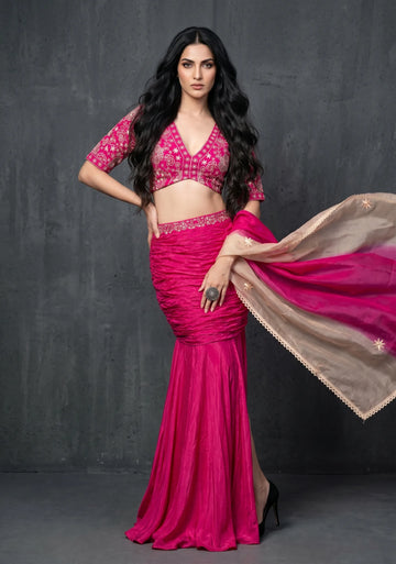 Fuchsia Rani Mermaid Lehenga Set