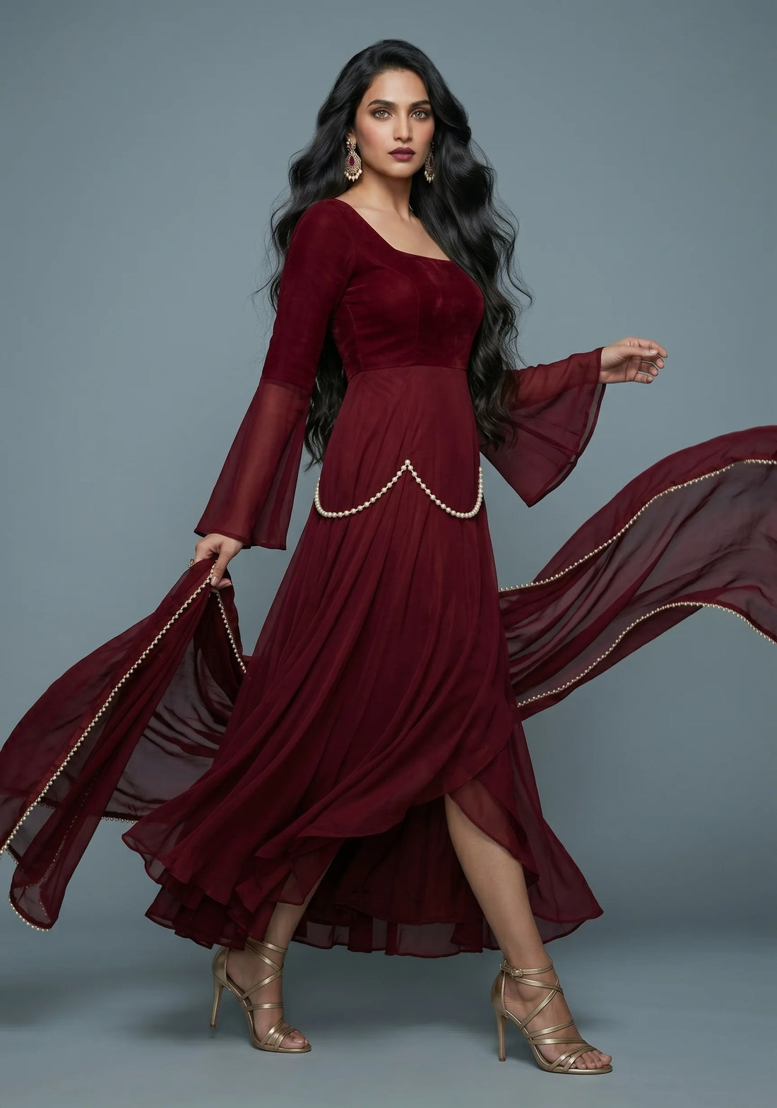 Ruby Royale Flow Gown Set