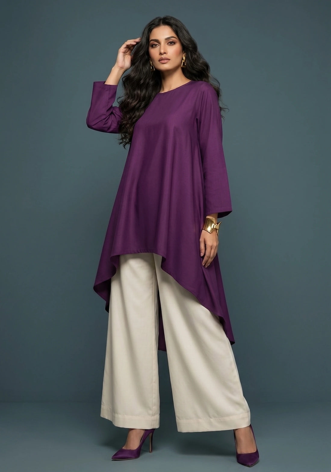 Royal Plum Cascade Co-Ord Set