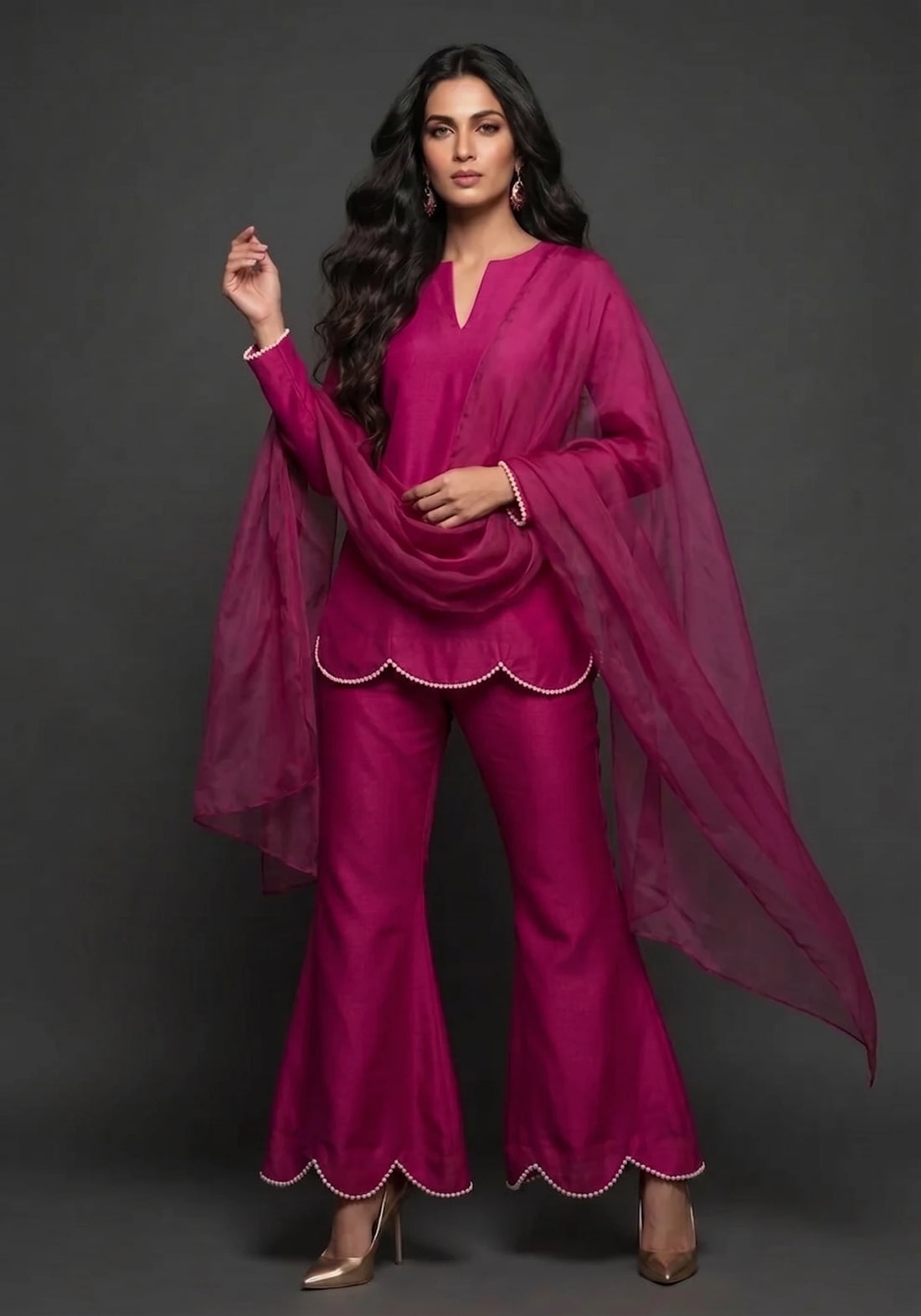 Fuchsia Pearl Muse kurta Set