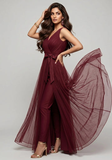 Burgundy Belle Cape Pant Set
