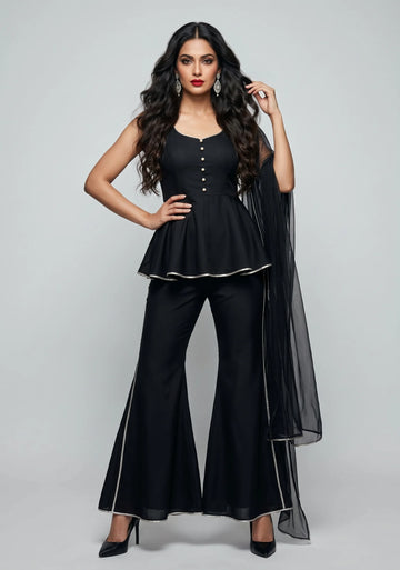 Midnight Muse Peplum Sharara Set