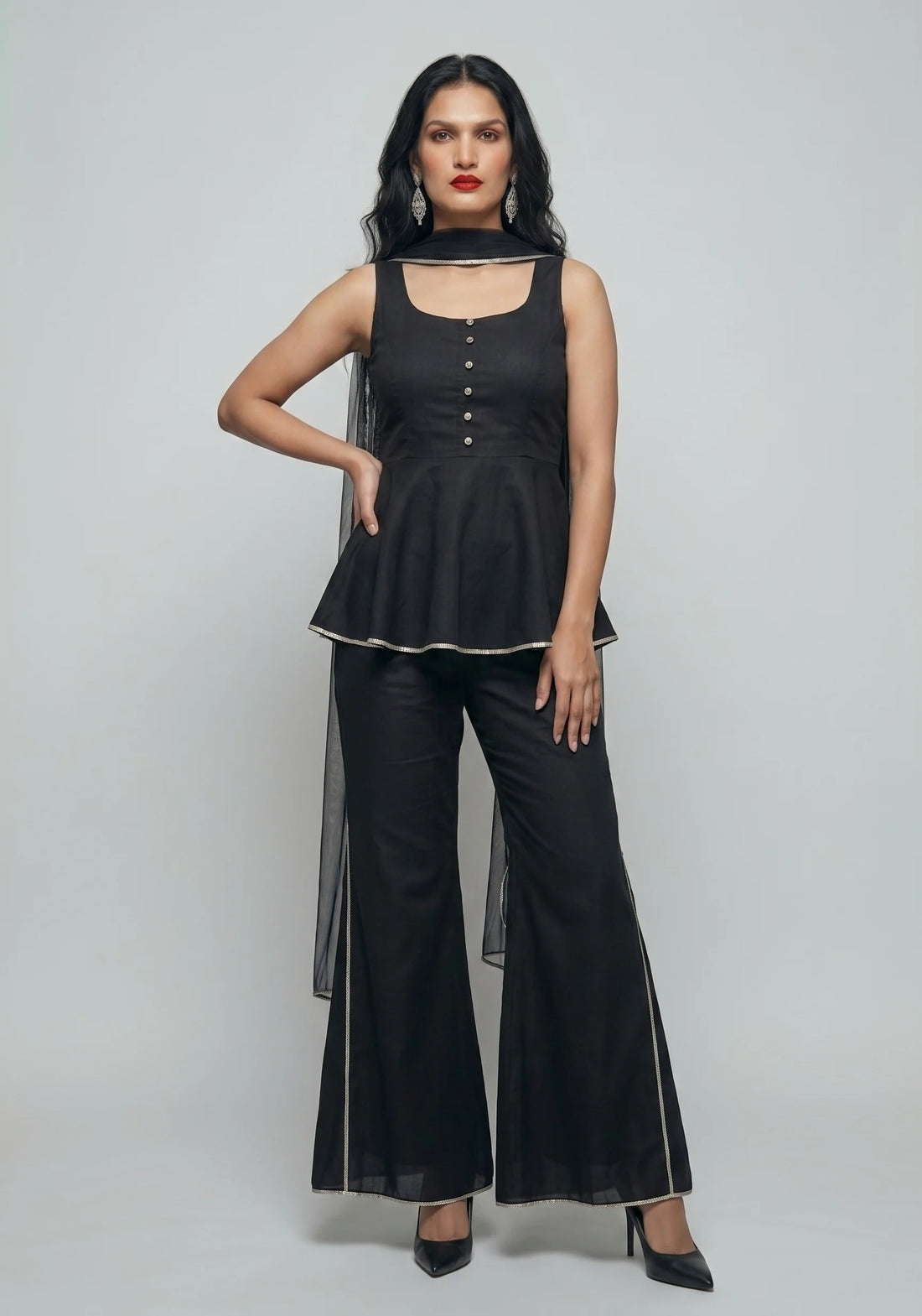 Midnight Muse Peplum Sharara Set