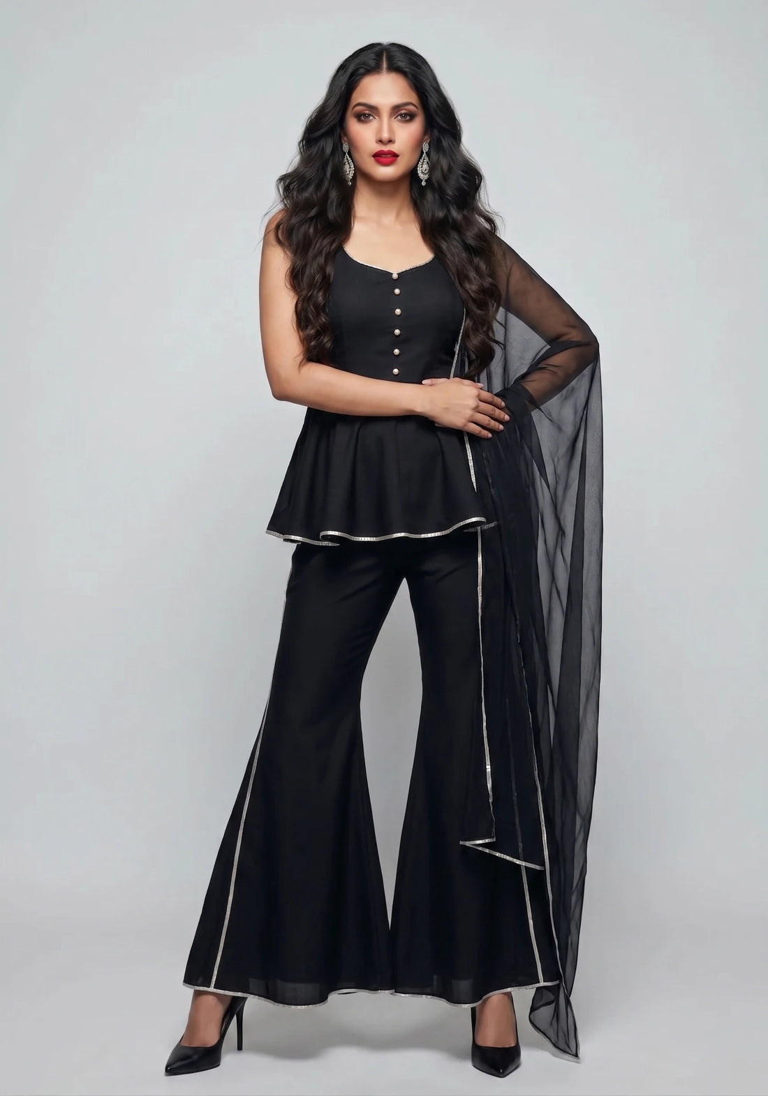 Midnight Muse Peplum Sharara Set