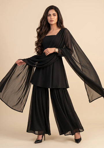 Noir Aura Sharara Set