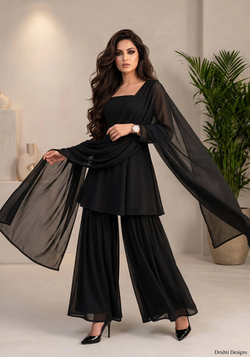 Noir Aura Sharara Set