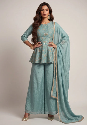 Celeste Bloom Peplum Sharara Set