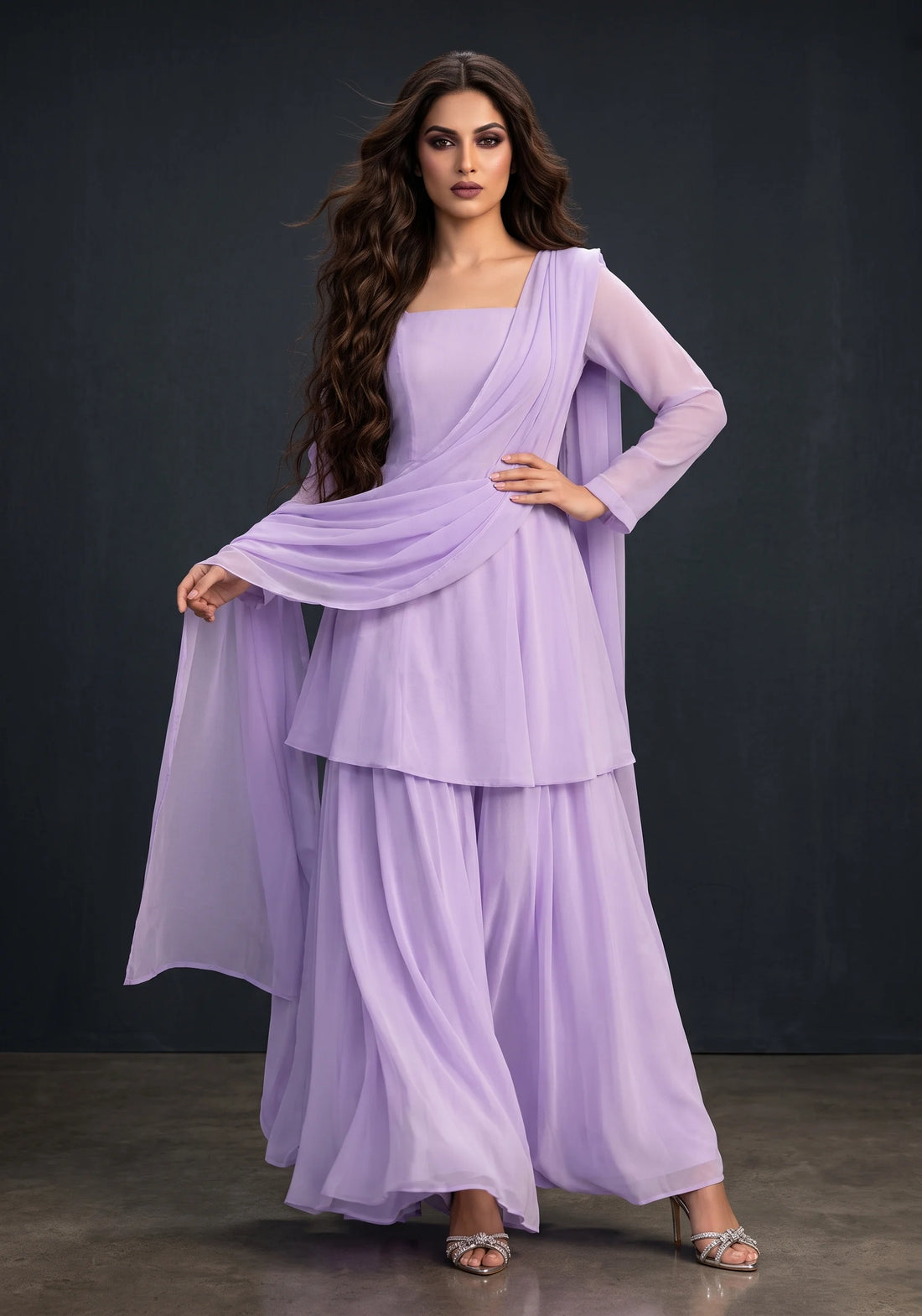 Lilac Cascade Sharara Set