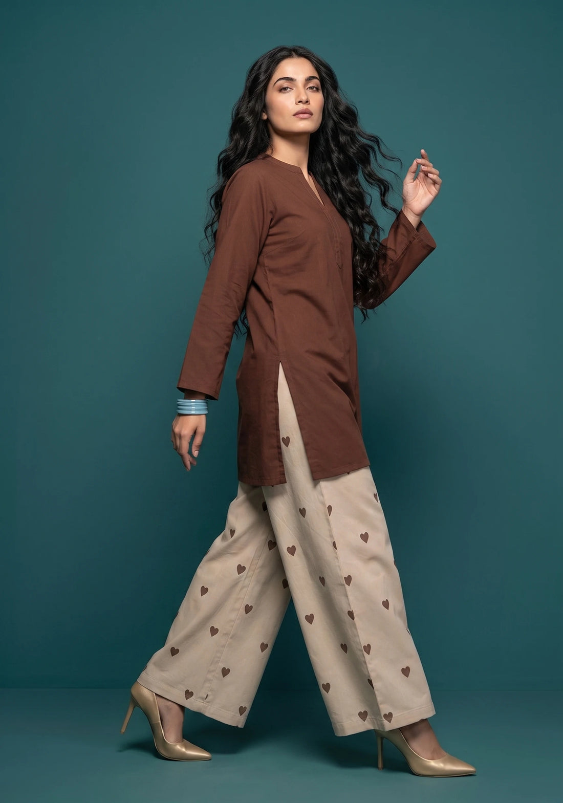 Mocha Hearts Cotton Co-ord Set