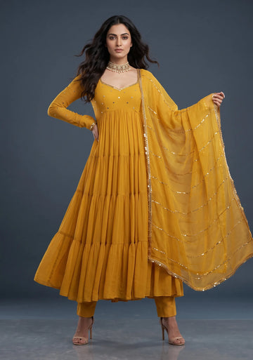Kesar Grace Tiered Kurta Set