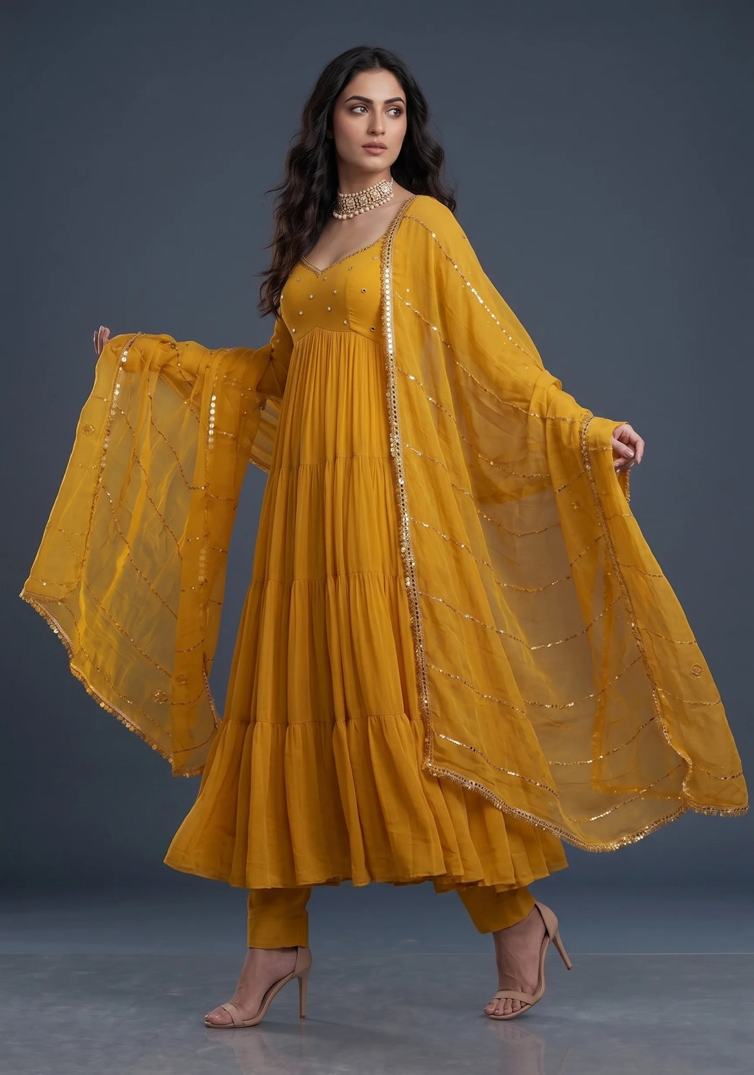 Kesar Grace Tiered Kurta Set