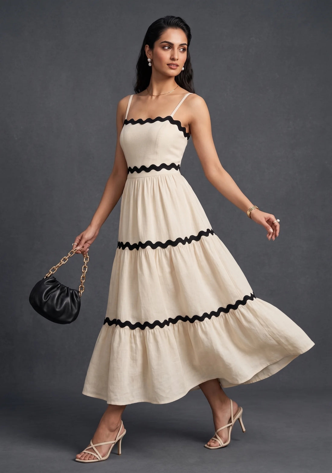 Ivory Muse Ric Rac Midi Dress